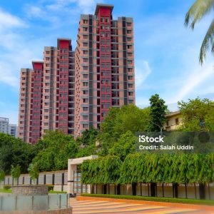 Apartment building on Dhaka city with natural view.